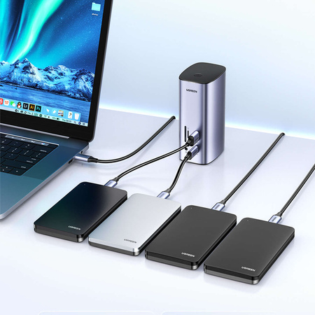 Ugreen Multifunktions-HUB 12in1 USB C USB HDMI DP RJ45 AUX SD TF grau (CM555)