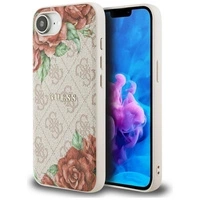 Guess 4G Flowers Print MagSafe iPhone 16e Hülle - Rosa