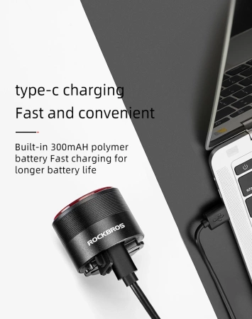 Lampa rowerowa Rockbros Q3 tylna z inteligentnym systemem stop - czarna