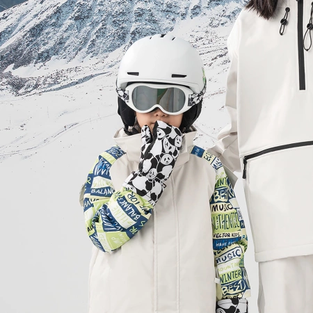 Qunature Panda Heat Transfer Ski Gloves Kids Size S - Black/White