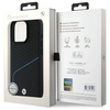 Original Handyhülle IPHONE 16 PRO MAX BMW Hardcase Signature Leather Textured & Line MagSafe (BMHMP16X23RDCLK) schwarz