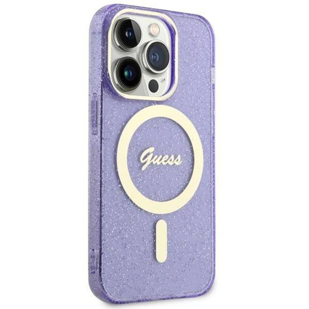 Guess GUHMP14LHCMCGU iPhone 14 Pro 6.1" purple/purple hardcase Glitter Gold MagSafe