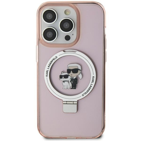 Karl Lagerfeld KLHMP15SHMRSKCP iPhone 15 6.1" pink/pink hardcase Ring Stand Karl&Choupette MagSafe
