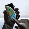 Isolierte Herren-Handyhandschuhe aus PU-Leder – Schwarz
