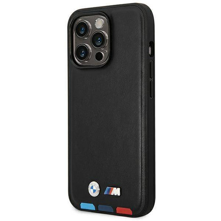 Original Case IPHONE 14 PRO MAX BMW Leather Stamp Tricolor MagSafe (BMHMP14X22PTDK) black