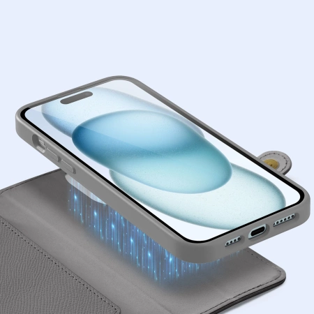 Etui skórzane Dux Ducis Lawa na iPhone 15 - szare