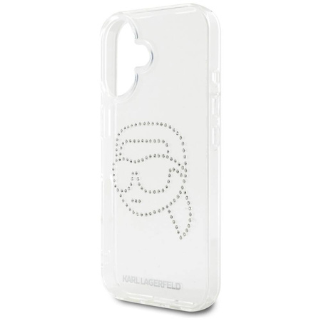 Original Case IPHONE 16 Karl Lagerfeld Hardcase IML Rhinestones Karl Head transparent
