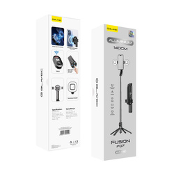 Blavec Selfie Stick Aluminium Fusion P07 Magsafe tripod + pilot + 2 lampy 1,4 metra (SSFP07-MTR2LB14) czarny