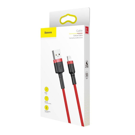 Baseus Cafule Cable - Kabel połączeniowy USB do Lightning, 2.4 A, 0.5 m (czerwony)