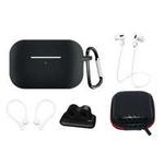 Silicone Case Set for AirPods Pro 2 / AirPods Pro 1 + Case / Ear Hook / Neck Strap / Watch Strap Holder / Carabiner - black