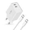 Wall Charger 2x USB-C PD 35W + Cable USB-C - USB-C white