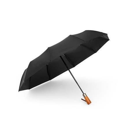 Automatyczny składany parasol z drewnianą rączką 10-ramienny XXL 115 cm czarny