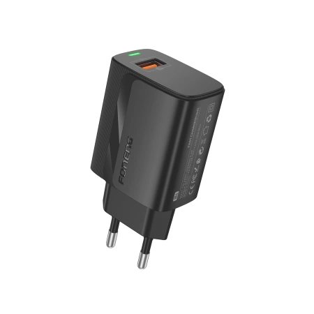 FONENG Netz-Ladegerät EU64 18W 1xUSB QC3.0 + Kabel Lightning schwarz