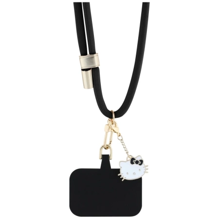 Hello Kitty Patch &amp; Kitty Head Charm Universal Phone Lanyard - Black