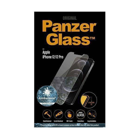 Gehärtetes Glas IPHONE 12 / 12 PRO PanzerGlass Standard Super+ Antibacterial