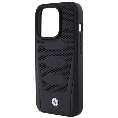 BMW Ledersitz-Musterhülle für iPhone 15 Pro Max – Schwarz