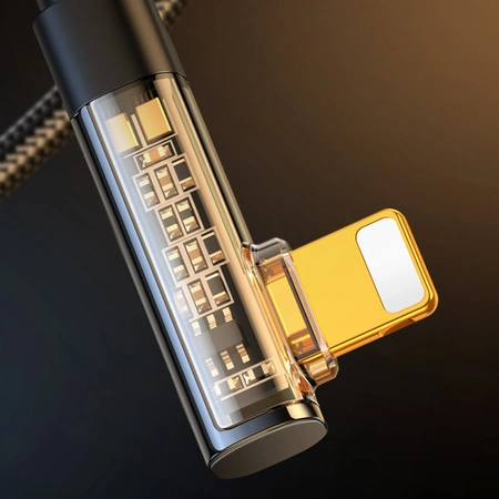 Joyroom kabel Lightning kątowy - USB do szybkiego ładowania i transferu danych 2.4A 1,2 m czarny (S-UL012A6)