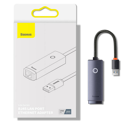 Externer USB-A-Netzwerkadapter der Baseus Lite-Serie – RJ-45 1 Gbit/s (1000 Mbit/s) grau (WKQX000113)