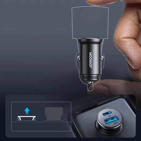 Joyroom JR-CCN05 30W USB-A USB-C mini car charger - black