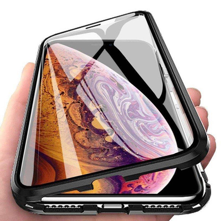 Wozinsky Full Magnetic Case magnetyczne etui 360 pokrowiec na przód i tył z wbudowanym szkłem Samsung Galaxy A72 4G czarno-przezroczysty