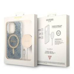 Guess Bundle Pack MagSafe 4G - Zestaw etui + ładowarka MagSafe iPhone 14 Pro Max (niebieski/złoty)