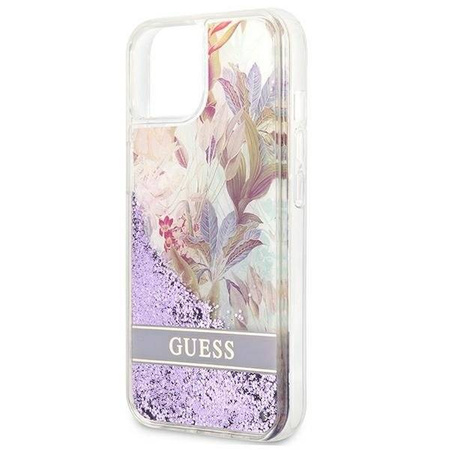 Guess GUHCP13SLFLSU iPhone 13 mini 5,4" fioletowy/purple hardcase Flower Liquid Glitter