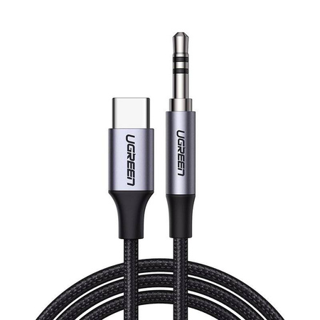 Ugreen kabel audio stereo AUX 3,5 mm mini jack - USB Typ C do telefonu tabletu 1m czarny (CM450 20192)