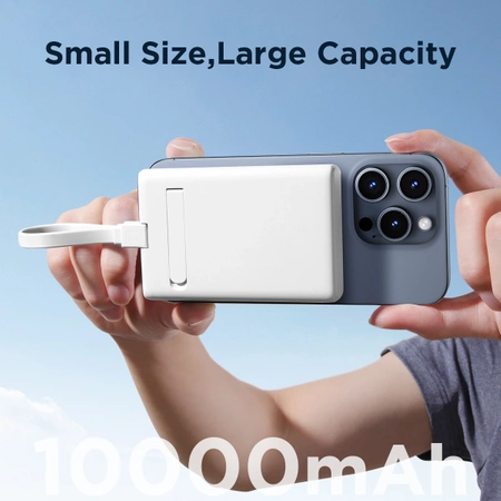 Powerbank Joyroom JR-PBM01 magnetisch 10000 mAh 20 W mit Ständer + Lightning Kabel – USB-C – Weiß