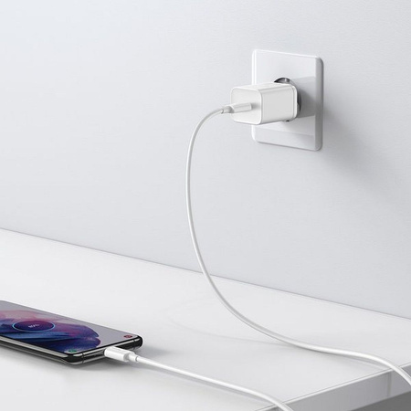 Baseus Super Si szybka ładowarka sieciowa Quick Charge 3.0 Power Delivery 25W 3A + Kabel USB Typ C - USB Typ C 3A 1m biały (TZCCSUP-L02)