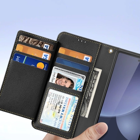 Dux Ducis Lawa Leather Case for Samsung Galaxy S25 Ultra with Detachable Magnetic Wallet - Black