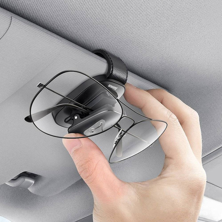 Baseus samochodowy uchwyt klips na okulary do okularów czarny (ACYJN-B01)
