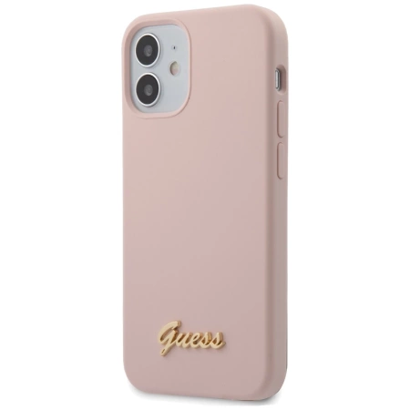 Guess Silicone Script - Etui iPhone 12 mini (różowy)