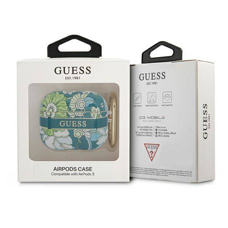 Case APPLE AIRPODS 3 Guess AirPods Flower Strap Collection (GUA3HHFLN) green