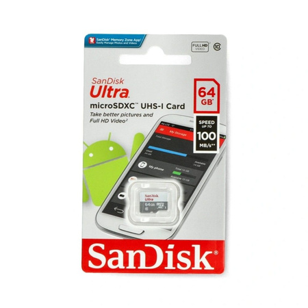 SanDisk karta pamięci 64GB microSDXC Ultra Android kl. 10 UHS-I 100 MB/s