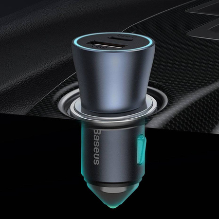 Baseus Golden Contactor Pro szybka ładowarka samochodowa USB Typ C / USB 40 W Power Delivery 3.0 Quick Charge 4+ SCP FCP AFC + kabel USB - USB Typ C szary (TZCCJD-0G)