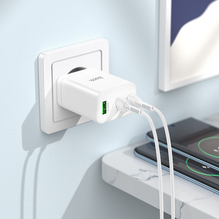 HOCO ładowarka sieciowa 2 x Typ C + USB A + kabel Typ C do Typ C QC PD 35W N33 biała