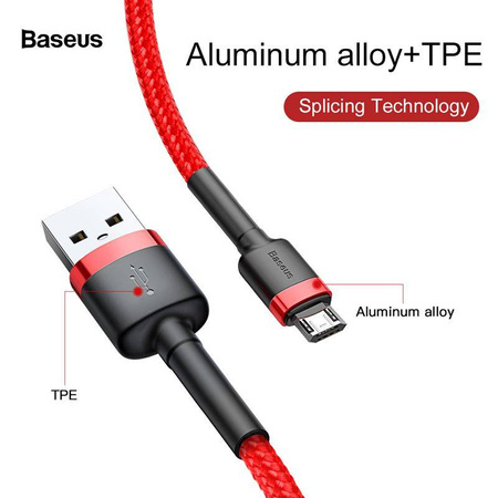 Baseus Cafule Cable - Dwustronny kabel połączeniowy micro USB na USB QC 3.0, 2.4 A, 1 m (czerwony)