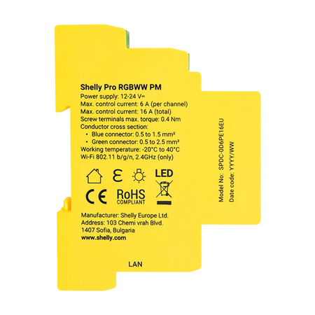 4-Channel DIN Rail Lighting Controller Shelly Pro RGBWW WiFi