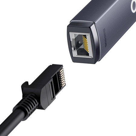 Externer USB-A-Netzwerkadapter der Baseus Lite-Serie – RJ-45 1 Gbit/s (1000 Mbit/s) grau (WKQX000113)