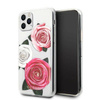 Original Handyhülle IPHONE 11 PRO Guess Hardcase Flower Desire Pink & White Rose transparent