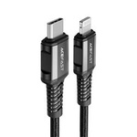 Kabel MFI USB-C - Apple Lightning 3A 1,2m Szybkie Ładowanie i Przesyłanie Danych Acefast Aluminium Alloy Charging Data Cable (C1-01) czarny