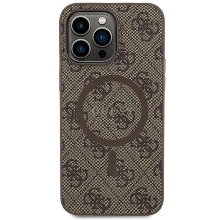 Oryginalne Etui GUESS Hardcase GUHMP14LG4GFRW do iPhone 14 Pro (Kompatybilny z Magsafe / 4G Ring classic logo / brązowy)
