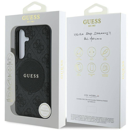 Etui Guess 4G Round Patch Classic Logo MagSafe do Samsung Galaxy S25 Plus czarny