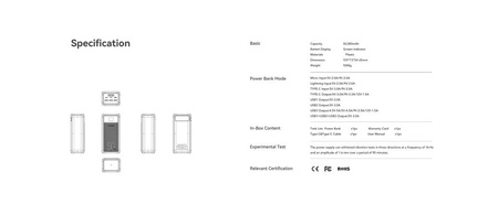 Bateria zewnętrzna (Powerbank) VEGER Tank Lite - 50 000mAh LCD Quick Charge PD 22,5W czarny (W5001)