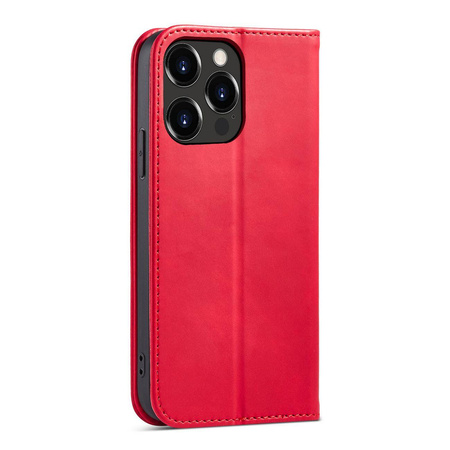 Magnet Fancy Case etui do iPhone 13 Pro Max pokrowiec portfel na karty kartę podstawka czerwony