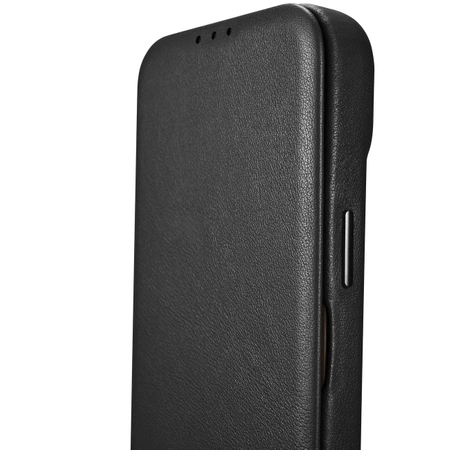 iCarer CE Premium Leather Folio Case skórzane etui iPhone 14 Plus z klapką magnetyczne MagSafe czarny (WMI14220715-BK)