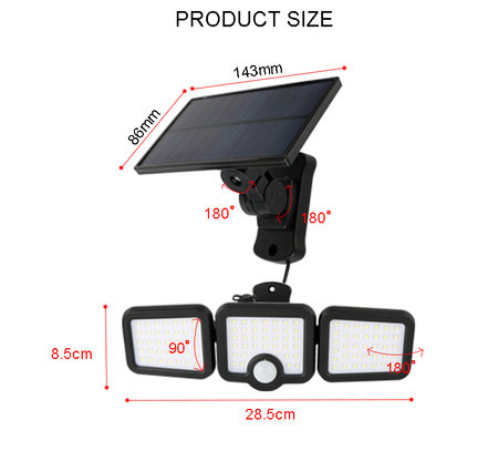 Forever Light Lampa solarna LED SUNARI FLS-04 108*SMD PIR 8W 600lm 6000K 2400mAh Li-Ion