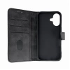 Leather Book Case für iPhone 16 – Schwarz