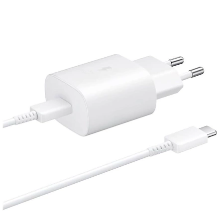 Samsung EP-TA800EWE USB-C-Wandladegerät (25 W, inkl. Samsung EP-DA705BWE USB-C-/USB-C-Kabel, Weiß)