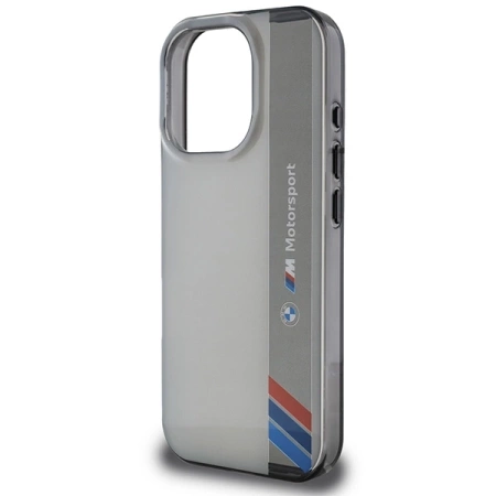 Etui BMW Motosport IML Vertical Stripe na iPhone 16 Pro - szare